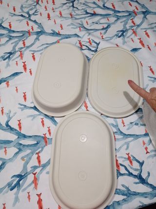 Set 3 vassoi / contenitori Tapperware beige