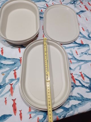 Set 3 vassoi / contenitori Tapperware beige