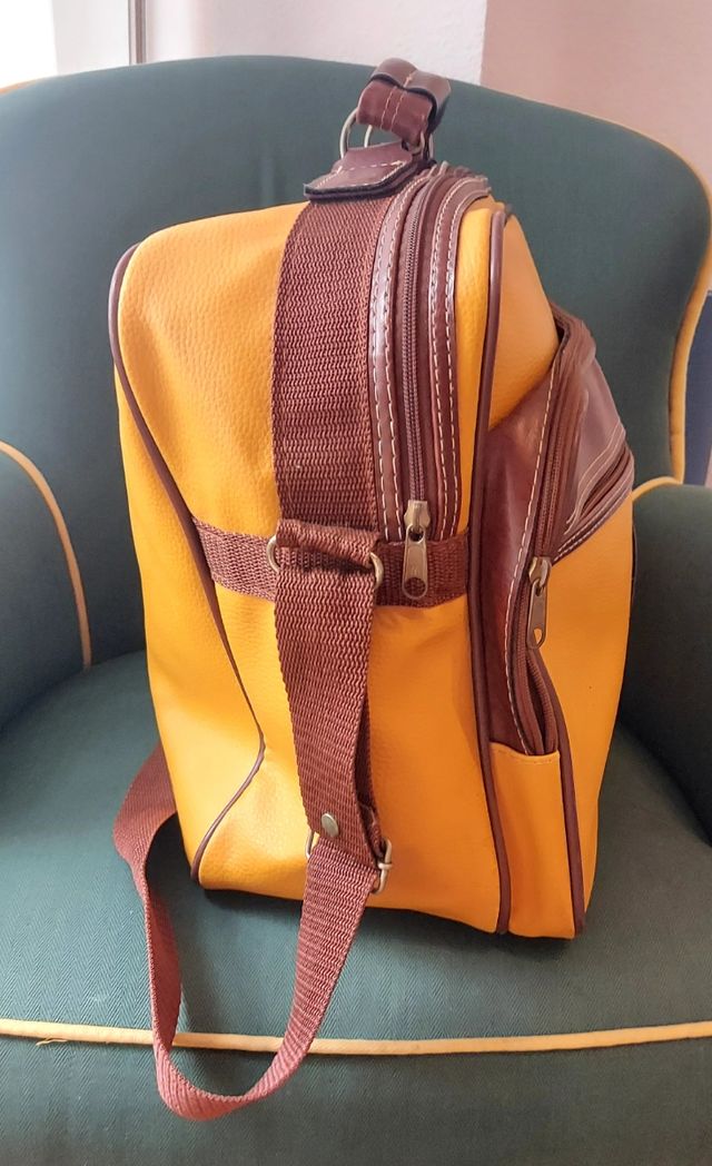 Bolsa viaje unisex marrón-amarilla