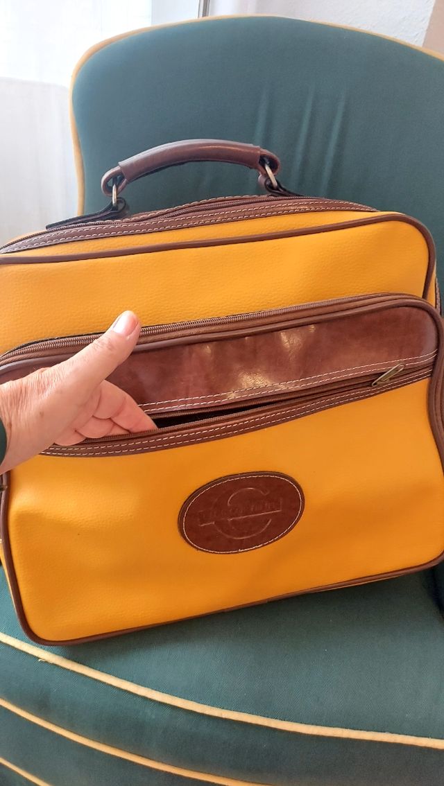 Bolsa viaje unisex marrón-amarilla