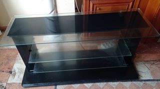 Mueble TV - Cristal y Madera Negro