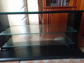 Mueble TV - Cristal y Madera Negro