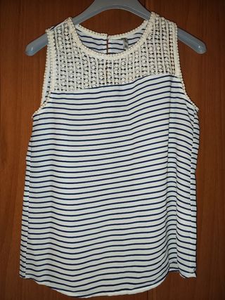 Blusa rayas azul y blanca