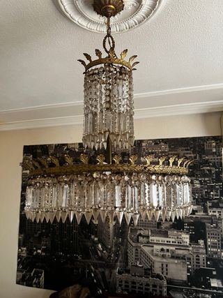 Lampara Cristal Roca y bronce 