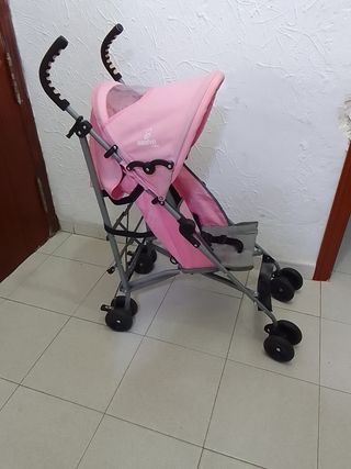 Carro bebé rosa plegable