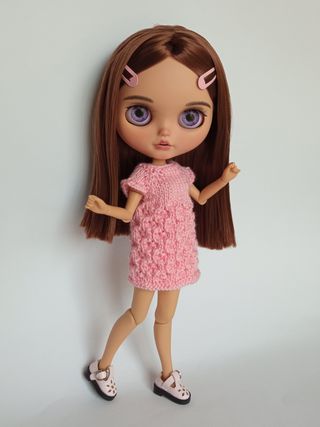Vestido corto rosa con calados - Blythe
