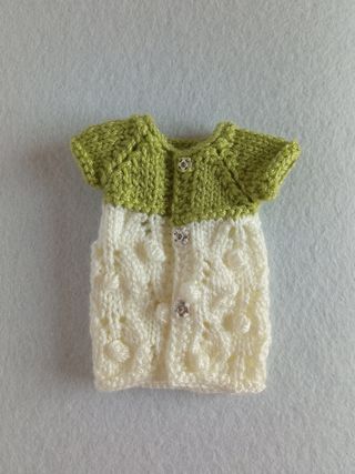 Vestido manga corta bicolor verde y blanco -Blythe