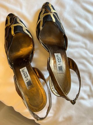 Sandalias Lanvin tacón dorado