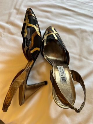 Sandalias Lanvin tacón dorado