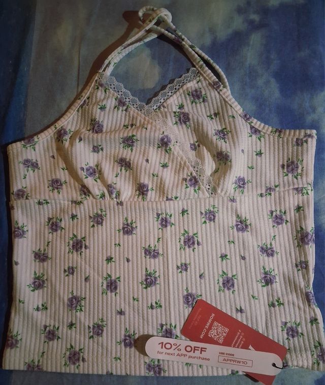 Romwe Top - Bianco Floreale