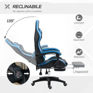 Sedia da Gaming con Altezza Regolabile e Schienale