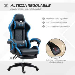 Sedia da Gaming con Altezza Regolabile e Schienale