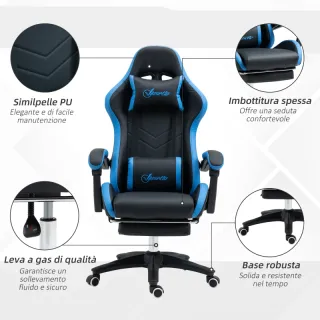 Sedia da Gaming con Altezza Regolabile e Schienale