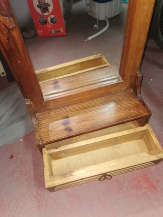 Specchio da trucco messicano in legno con cassetto