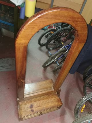 Specchio da trucco messicano in legno con cassetto