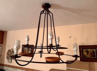 Lámpara forja rústica 6 luces