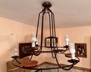 Lámpara forja rústica 6 luces