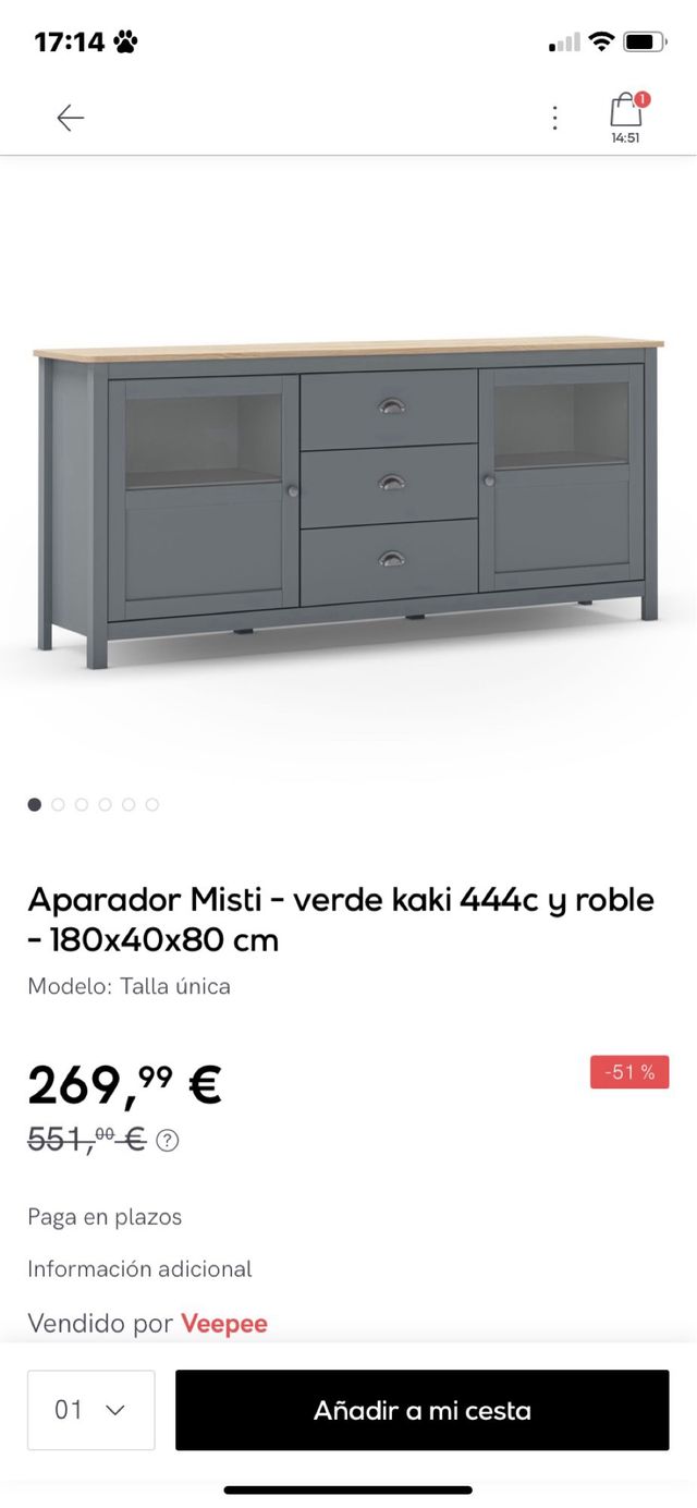 Aparador Misti 180x40x80cm - Verde kaki