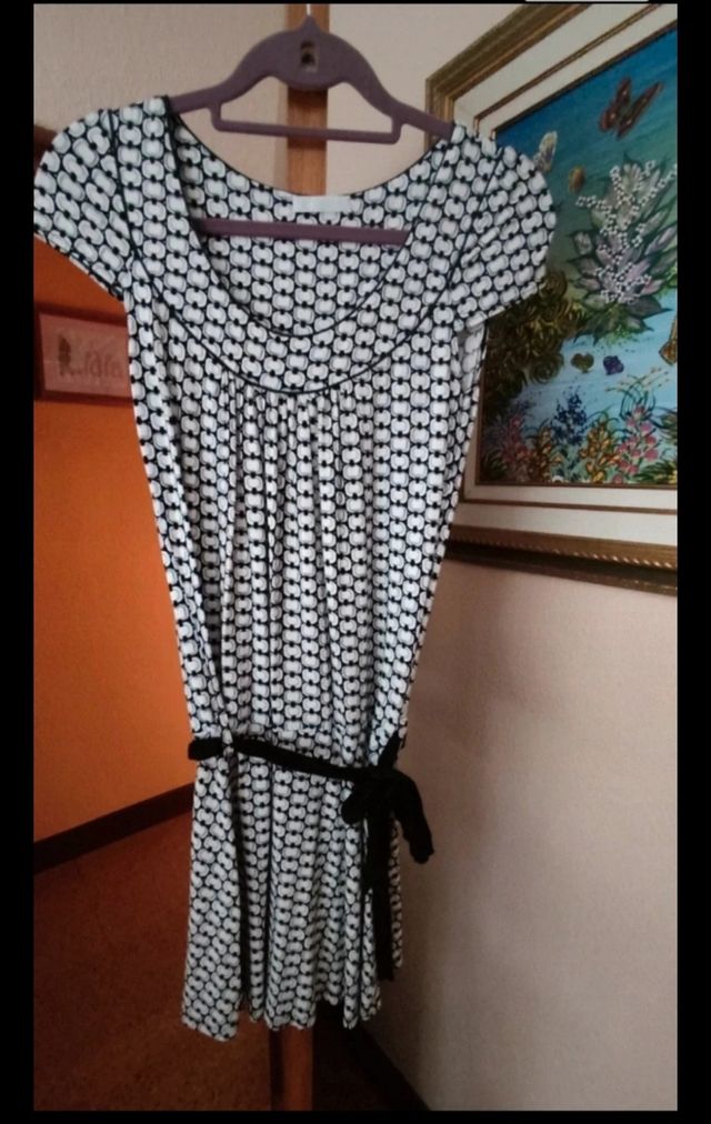 Vestido blanco y negro - Talla M