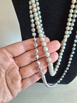 Collana perle beige e argento