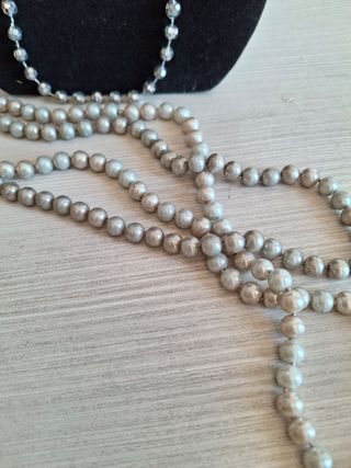 Collana perle beige e argento