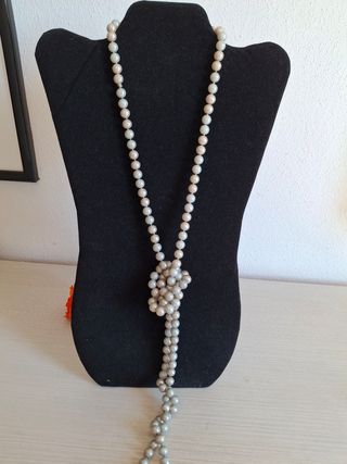 Collana perle beige e argento