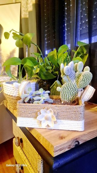 Maceta artesanal de yute