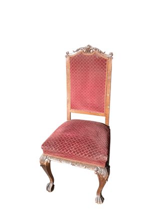 Silla antigua de madera y terciopelo