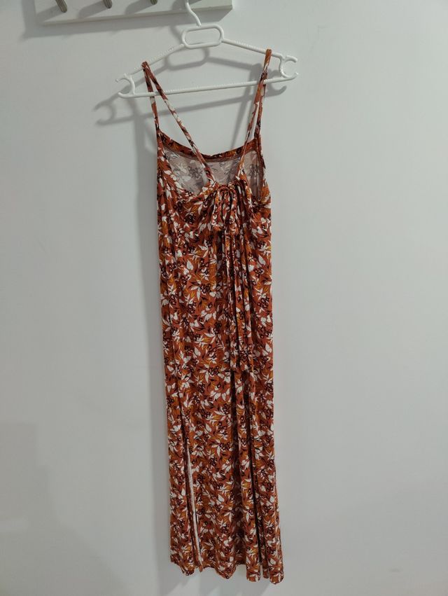 Vestido largo estampado marrón-naranja