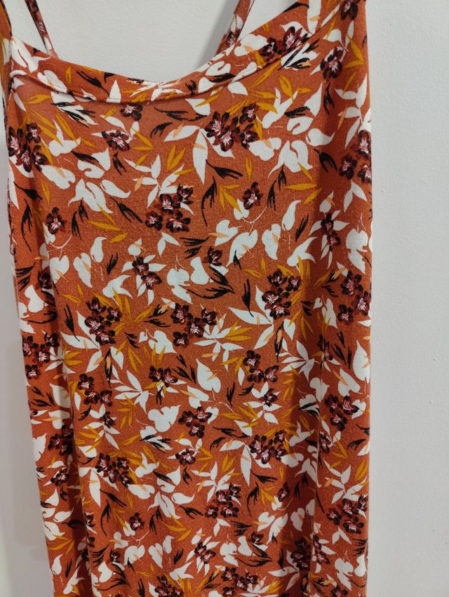 Vestido largo estampado marrón-naranja