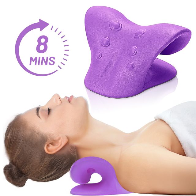 Cuscino cervicale viola - Dolore al collo. Rilievo