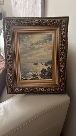 Óleo sobre lienzo: paisaje marino