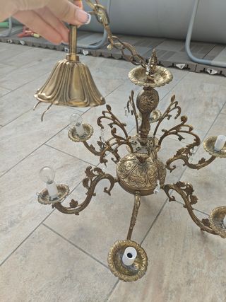 Lampara antigua dorada 5 brazos