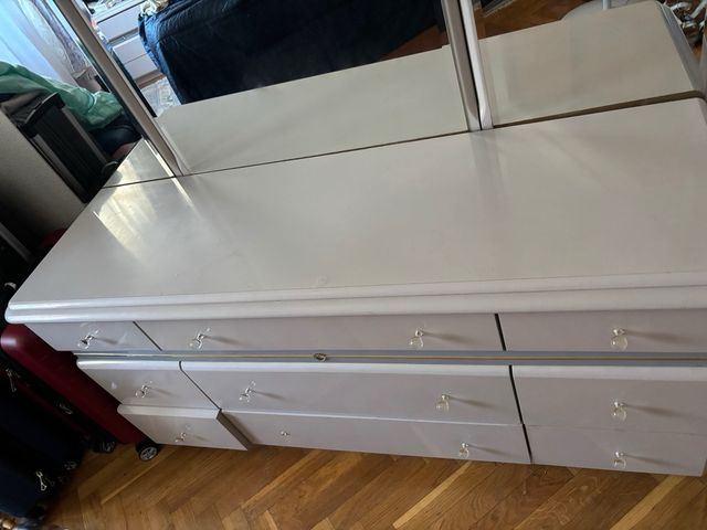 Cómoda espejo 3 piezas gris plata