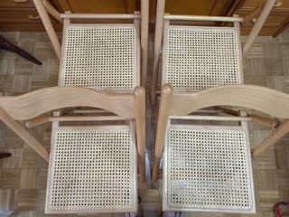 4 Sillas mimbre plegables madera vintage