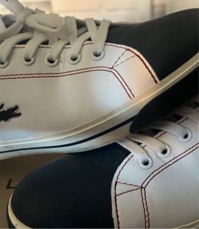 Zapatillas Lacoste blancas y azules , poco uso