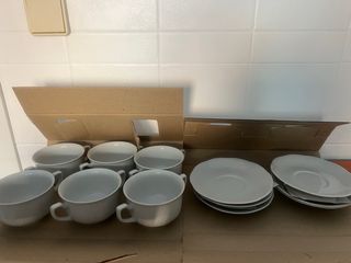 6 tazas y platos desayuno | Porcelana