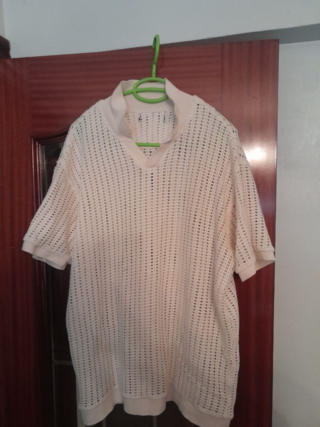 Polo Primark beige crochet talla M
