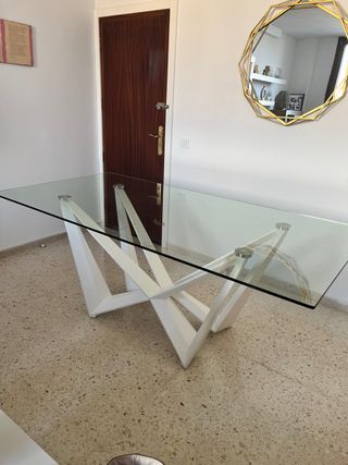 Mesa cristal moderna - blanca