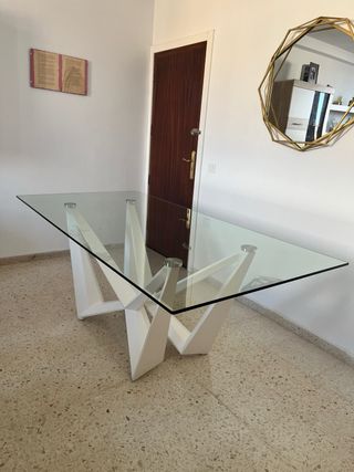 Mesa cristal moderna - blanca