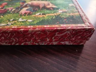 Antiguo juego rompecabezas cubos de cartón vieux