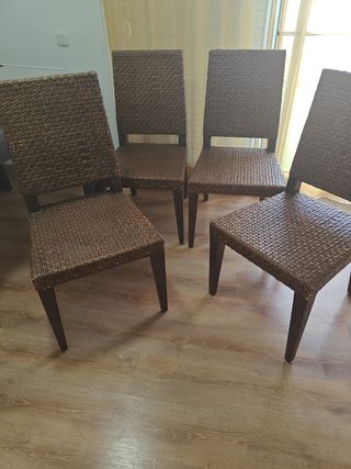4 Sillas Comedor mimbre marrón