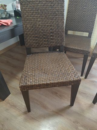 4 Sillas Comedor mimbre marrón