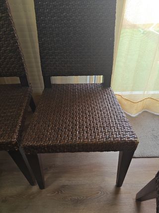 4 Sillas Comedor mimbre marrón