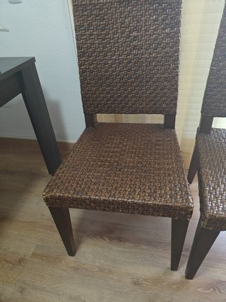 4 Sillas Comedor mimbre marrón