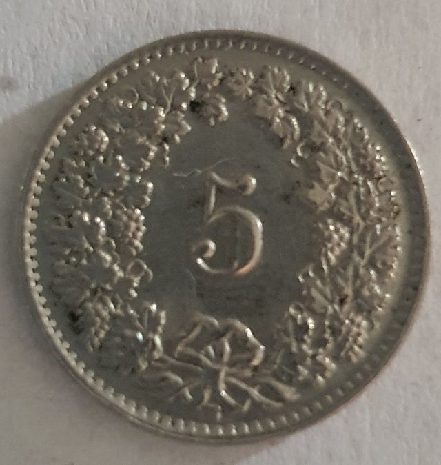 Moneda Suiza 5 Rappen 1954