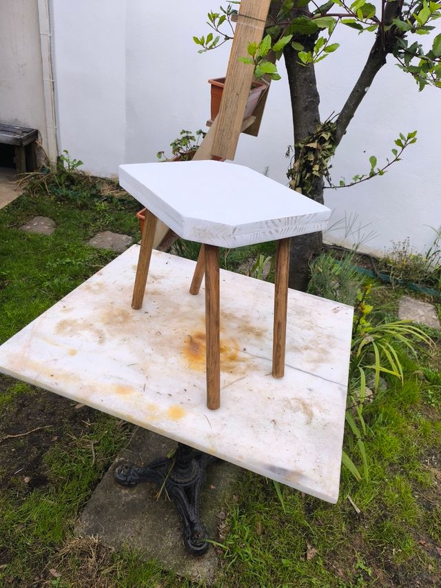 Taburete madera blanco-marrón