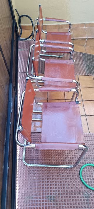 3 Sillas vintage piel marrón