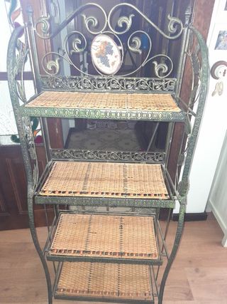 Estantería vintage mimbre-metal