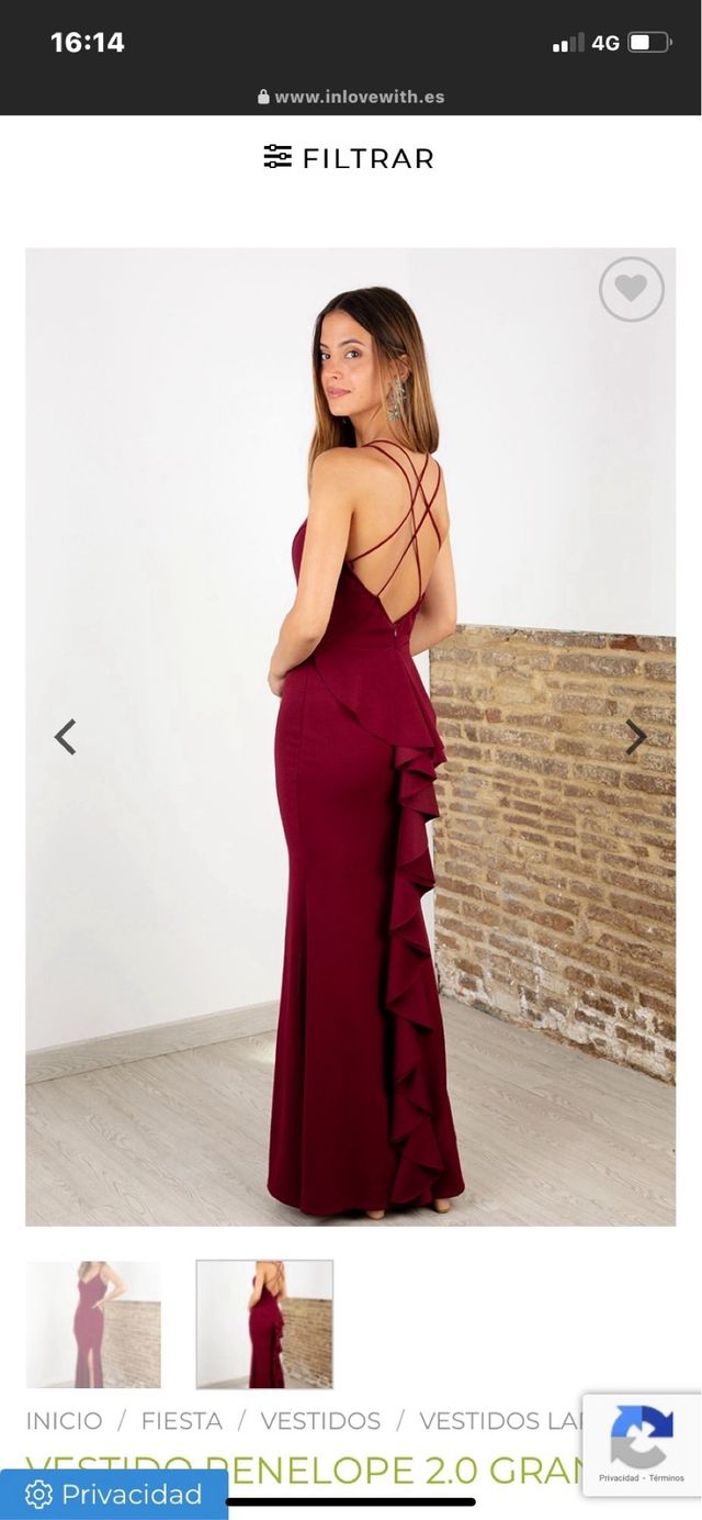 Vestido largo rojo oscuro ceremonia